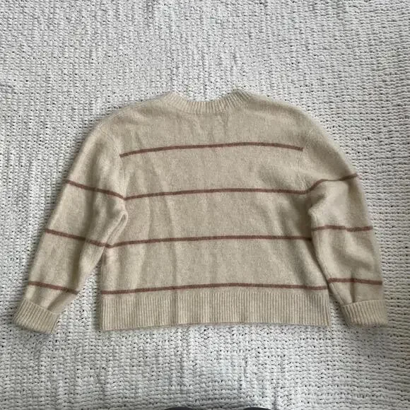Aritzia Wilfred Women's Cream and Pink Striped Krause Sweater - Size Small - Picture 3 of 4